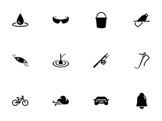 Obraz premium Collection of Solid Black Symbols for Hobbies Nature and Daily Activities