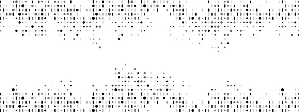 Abstract  background frame of dots, lines. Texture made of random particles. Chaotic ornament, mosaic. Linear pattern of small shapes. Banner design, website poster, social media framework. Vector