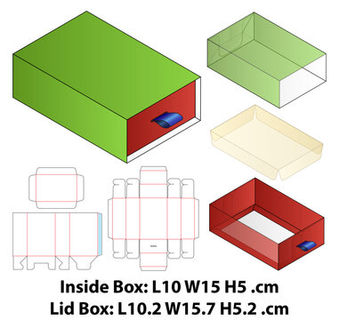 Sliding Drawer Box with Ribbon Pull Dieline Template