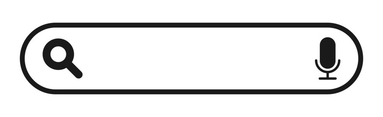 Obraz premium Search Bar with Magnifying Glass and Microphone icons. Text and Voice searches. User interface vector illustration template