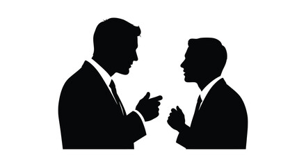 Two men in suits are depicted facing each other in an intense discussion presented as a striking silhouette high quality professional © Creativekhairul02