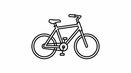 Fototapeta premium Minimal line drawing of a bicycle outline – black and white vector illustration