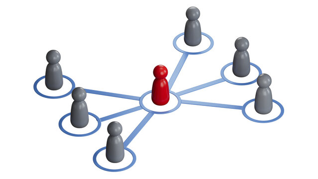 Group of cartoon characters - social networking concept - 3D illustration.leader teamwork and success.Supports PNG files with transparent backgrounds.