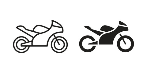 Obraz premium Motorcycle icon simple outline style. Editable stroke EPS 10
