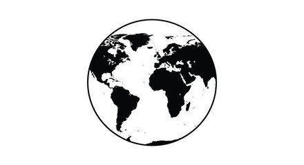 A stark black and white depiction of earth s continents and oceans within a circular frame a striking silhouette high quality professional © Creativekhairul02