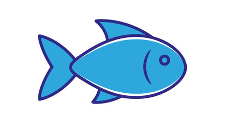 Obraz premium Simple Blue Fish Illustration Side View.