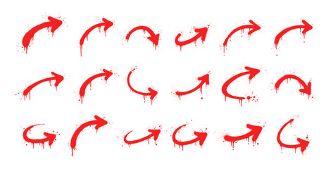 Red Graffiti Arrow Brush Stroke Set Hand Drawn Directional Arrows Collection © Hikmat Studios