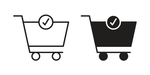 Shopping cart check icon simple outline style. Editable stroke EPS 10 © Rajes