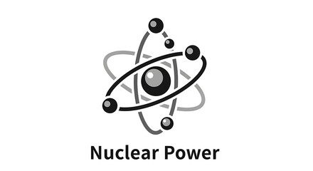 Fototapeta premium Nuclear power symbol with atom and orbiting electrons on white background