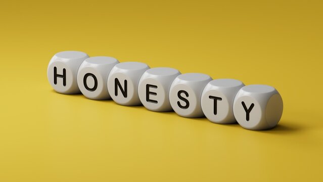 HONESTY word made with wooden building blocks.3D rendering.