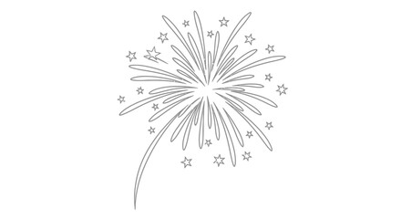 Obraz premium Line art illustration of a bursting firework with radiating sparks and trails