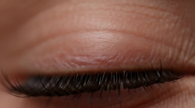 Close-up of human eye with long eyelashes