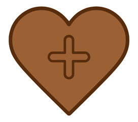 Obraz premium Brown Heart With Plus Sign Filled UI Icon for App UI