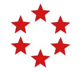 Obraz premium Five Red Stars in Circle Filled Vector Icon for App UI