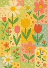 Colorful floral patchwork design