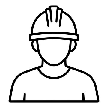 Outline Construction Worker With Hard Hat UI Icon for App UI