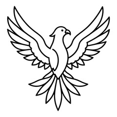 Fototapeta premium Outline Phoenix Rising with Spread Wings UI Icon for App UI