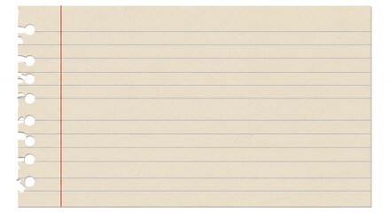 Obraz premium Vintage Lined Paper with Reinforced Binder Holes and Vertical Red Margin Line for Notes and Journaling