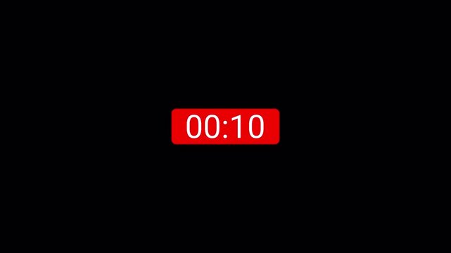 15 second countdown animation on transparent background, fifteen minute countdown timer in 15 seconds with alpha channel , 15 to 0 sec countdown video in 4k.