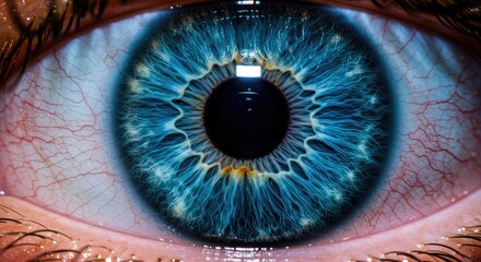 Close up macro eye detail featuring iris and pupil macro photography © Dama