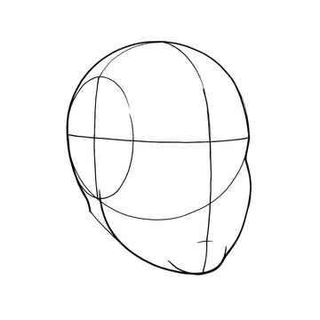 Hand drawn line art plus size portrait base 3/4 view.