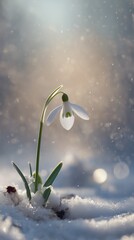 Snowdrop Blossom in Winter Sunlight