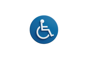 Blue circle wheelchair accessibility symbol showing access for disabled people with transparent background