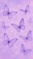 Fototapeta premium Purple butterflies on pastel mobile wallpaper