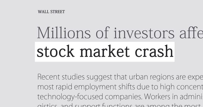 Stock market crash, changing news headlines sequence across media, news about economic crisis, bonds and stocks devaluation, loop footage