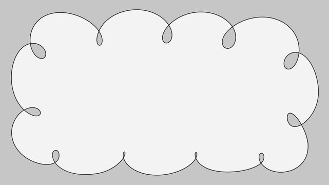 Animated Hand-Drawn Curly Cloud Frame Loop with Central Copy Space. "Boiling lines" effect. For titles, messages, or logos in educational videos, vlogs, and artistic social media stories.