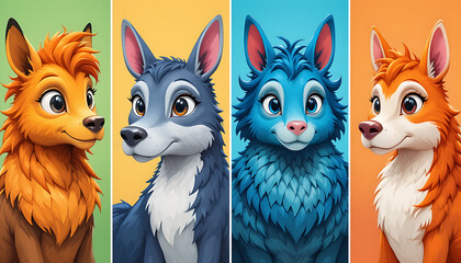 Fototapeta premium set of funny cartoon fox
