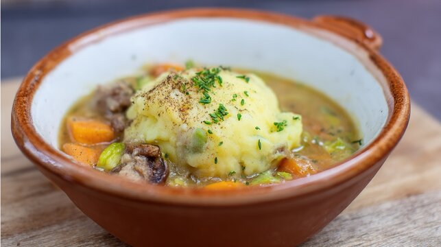 Traditional Dutch Stamppot with Mashed Potatoes and Kale, Served on a Plate with Two Smoked Sausages, Creamy Green Mash with Butter and Gravy, Hearty Comfort Food for Lunch or Dinner, Rustic Presentat