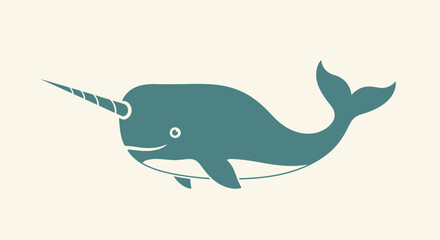Narwhal Whale Illustration with Long Tusk. © hisam
