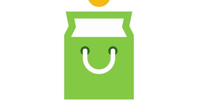 Green shopping bag icon, eco friendly bag, reusable tote, grocery bag