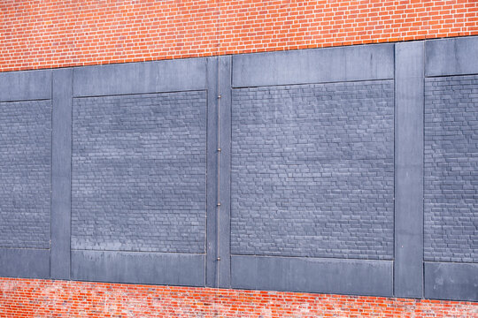 Abstract minimal architecture wall showing concrete and brick texture with pattern on surface creating clean background for modern design layouts