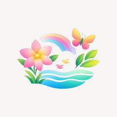 Naklejka premium Colorful nature-themed illustration