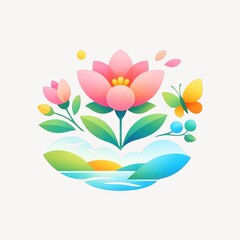 Naklejka premium Vibrant nature-inspired floral illustration.