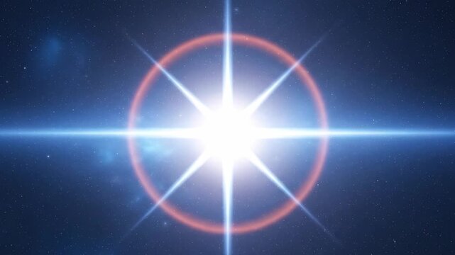 Bright star shining in night sky. Bethlehem star representing the birth of Jesus Christ. Celestial religious light for catholic prayer and spiritual meditation.