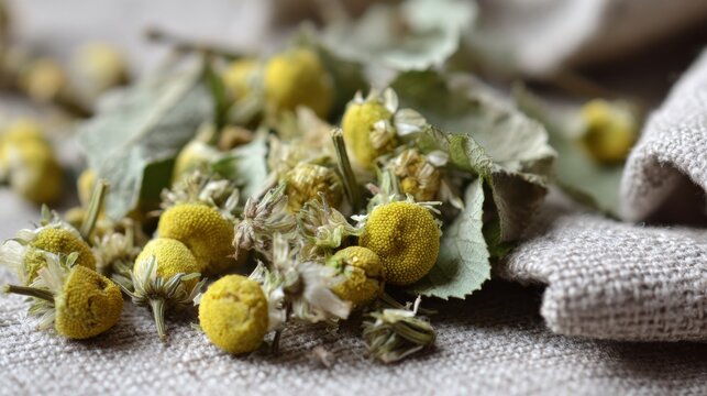 Fragrant Dried Chamomile Flowers and Herbs for Relaxing Teas and Natural Remedies