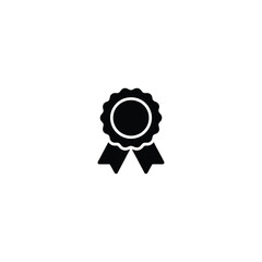 Solid fill of a black certificate ribbon with a circular center and two ribbon ends