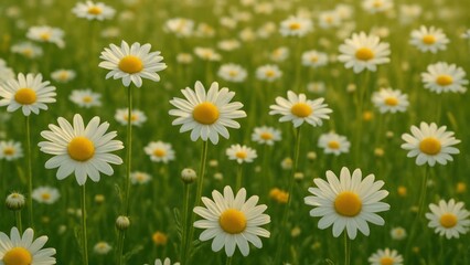 Fototapeta premium Vibrant daisies in sunny meadow.