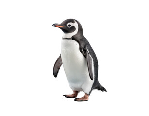 Fototapeta premium Penguin Standing Solo: A striking depiction of a penguin, showcasing its distinctive black and white plumage and endearing upright posture.