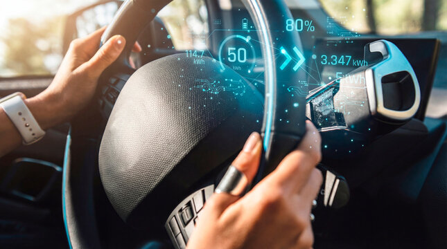 Focused driver monitoring EV energy data through AI interface