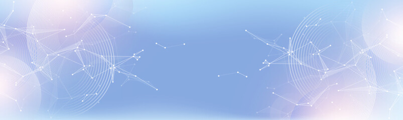 Fototapeta na wymiar Modern digital technology background design with molecular plexus lines and dots. Futuristic network connection. Abstract mesh, big data technology, ai, science, cyberspace.