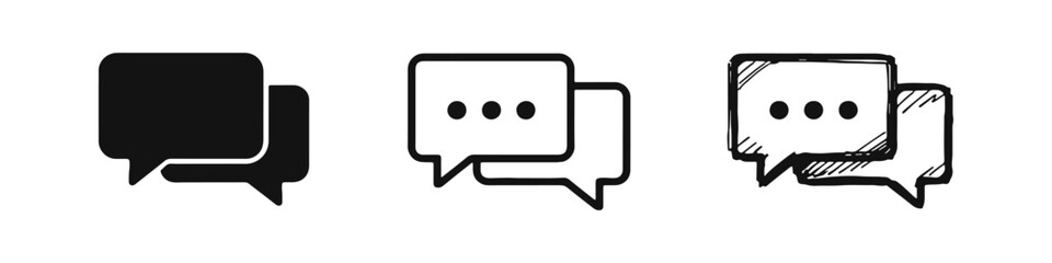 Naklejka premium Chat and Conversation Speech Bubbles Icon Set