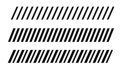 Diagonal stripe border set. Black slanted line pattern. Hazard stripe divider elements. Minimal geometric stripe design.