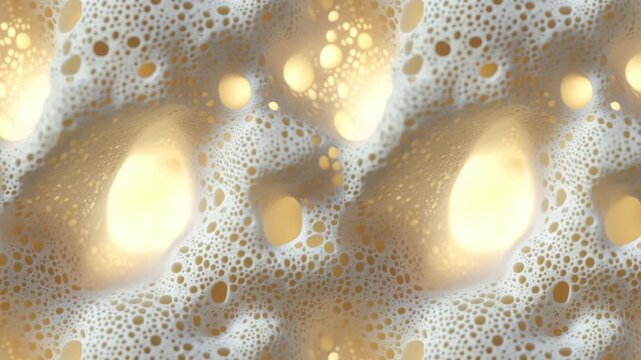Seamless looping pattern of creamy foam with soft lighting.