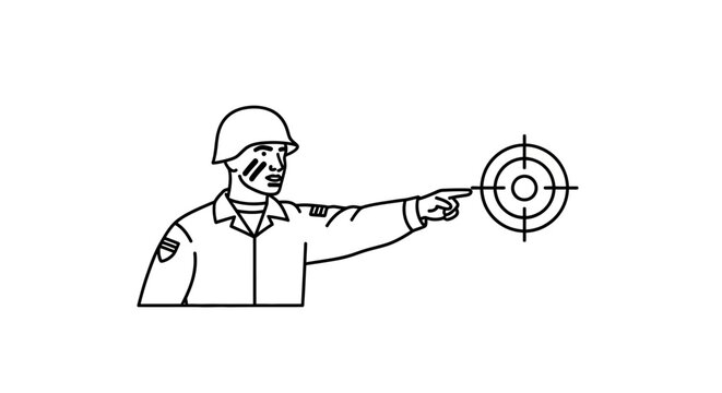 Soldier pointing at target, military strategy, aiming, focus, strategic planning, army