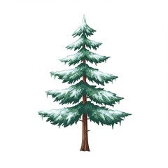 Fototapeta premium Pixelated Evergreen Tree Covered with Snow Against a White Background