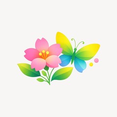 Colorful butterfly flower illustration